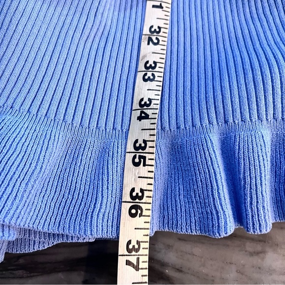 J. CREW $168 BLUE SUPERSCULPT RUFFLE NECK SWEATER MINI DRESS SIZE LARGE - Picture 11 of 12